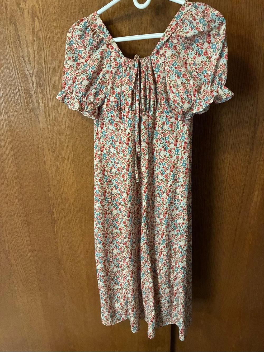 Women’s Floral Puff-Sleeve Dress - Pink/Cream